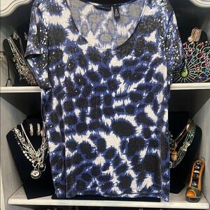 Blue and Silver Women's Top